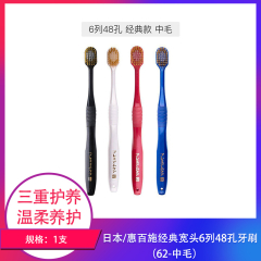 【仅门店】日本/惠百施经典宽头6列48孔牙刷（62-中毛）颜色随机2支